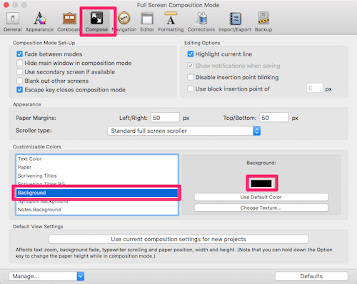 Go To - Menu in the control strip - Distraction-free Writing in Scrivener