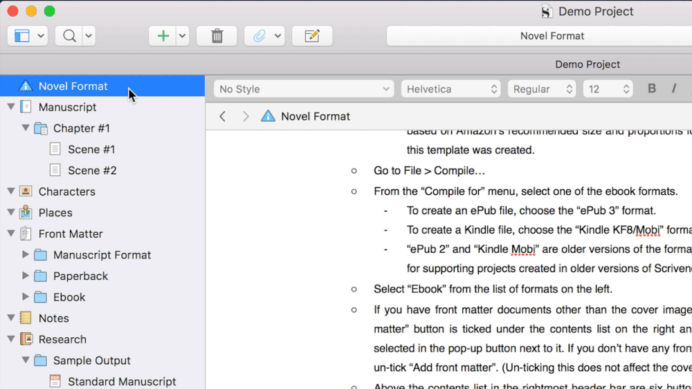 The binder - Introduction to Scrivener