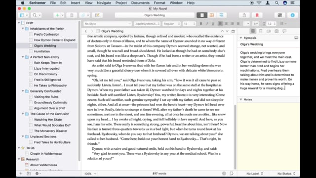 The editor - Introduction to Scrivener
