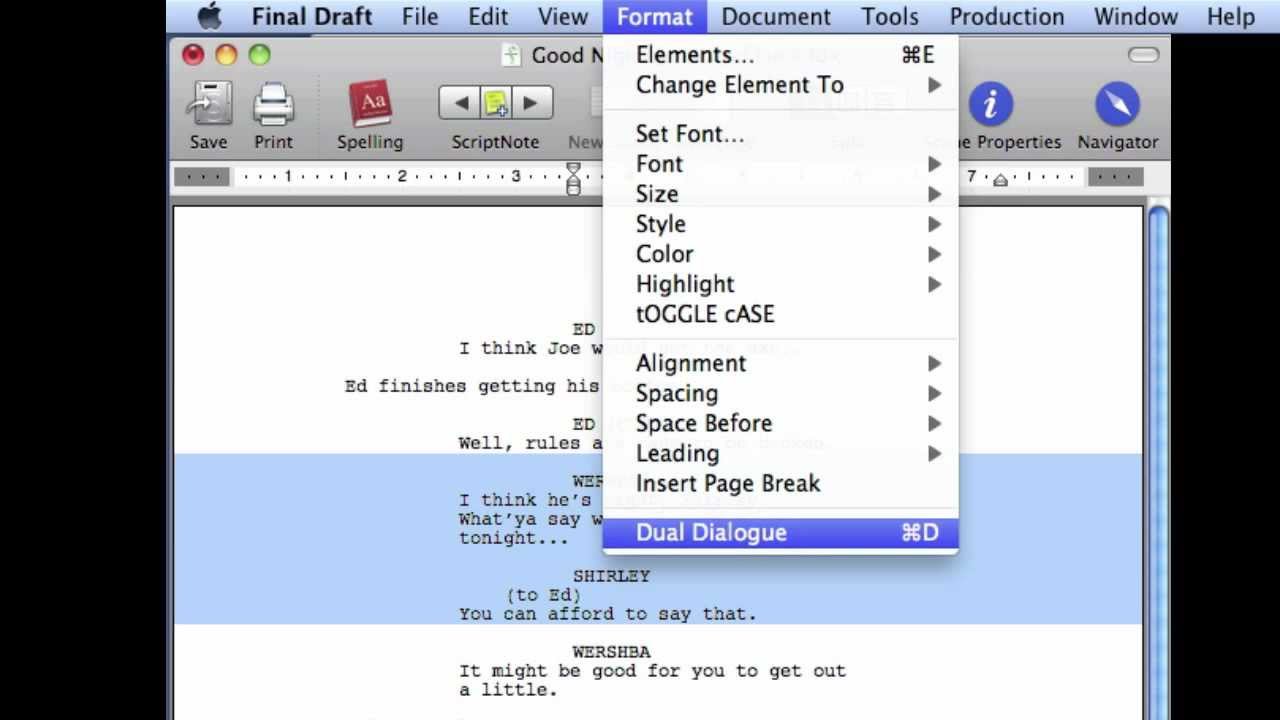 How can I highlight a character's dialogue in Final Draft Go? (iPad) –  Final Draft