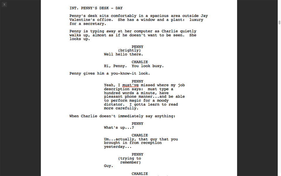 Character name - How to use Screenplay Formatting Elements in Fade In