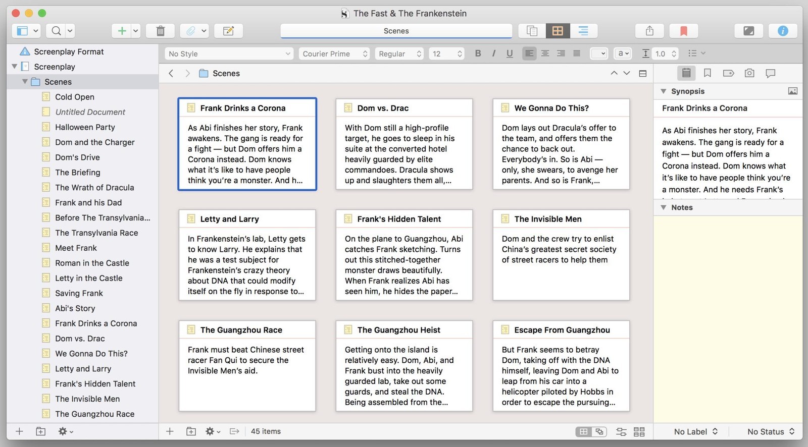 Screenwriting mode - Scrivener for iOS: First Review