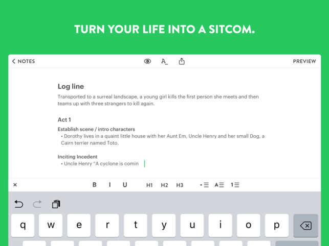Create New Page - Untitled Notebook App for Screenwriters Review